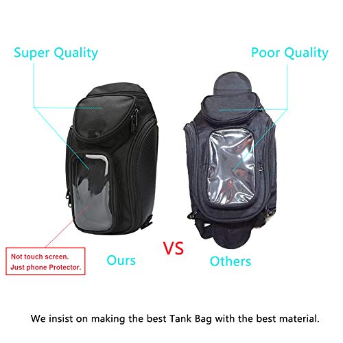 KIWISE Motorcycle Tank Bag, Water Resistant with Super Strong Magnetic Gas Oil Fuel Tank Bag Black bigger Window for Honda Yamaha Suzuki Kawasaki Harley - Image 5
