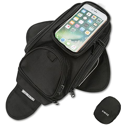 KIWISE Motorcycle Tank Bag, Water Resistant with Super Strong Magnetic Gas Oil Fuel Tank Bag Black bigger Window for Honda Yamaha Suzuki Kawasaki Harley - Image 1