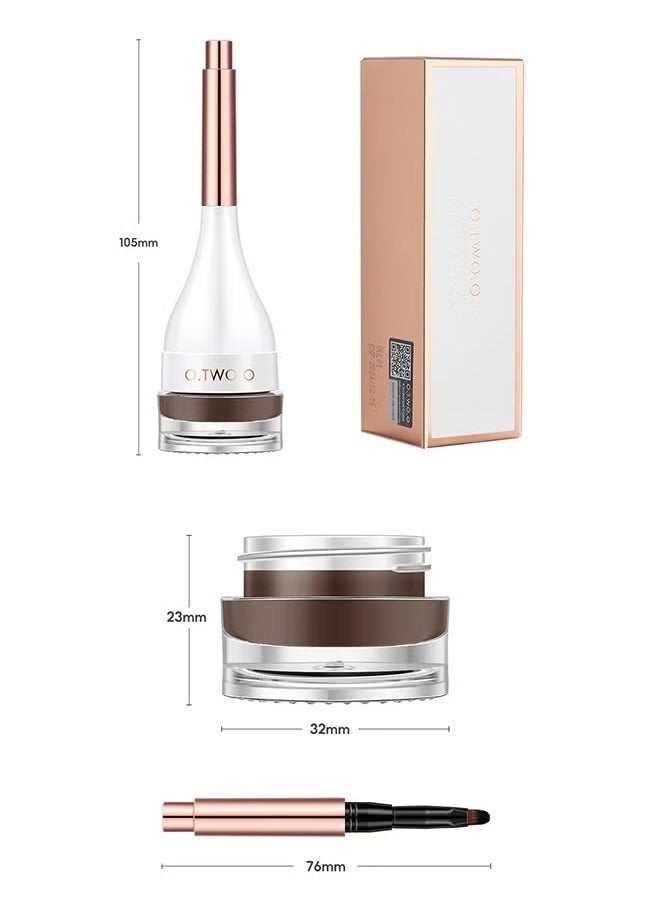 O.TWO.O Eyebrow Dye Cream Set, Natural Shaping, Long-Lasting and Non-Fading Eyebrow Cream, Long Lasting Waterproof Eyebrow Cream with Eyebrow Brush - Coffee Color - Image 2