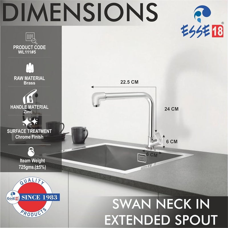 ESSE18 ESSE18 WL1115 Wills Swan Neck in Extended Spout with Elegant Look Deck Mount Installation Type  - Image 2