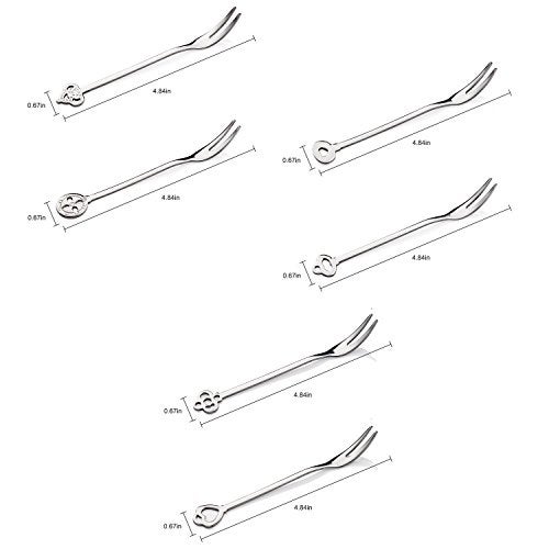 YOLOPARK 6 Pack Fruit Stainless Steel Pickle Forks, 4.84 Inch Small Cocktail Forks for Olive Appetizer Dessert Seafood, Gifts for Women in Her Birthday Anniversary Valentines Mother’s Day - Image 4
