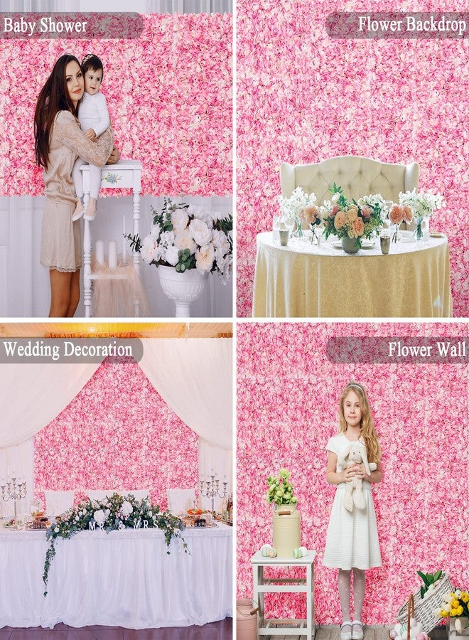 U'Artlines Flower Wall Panel Set, U'Artliens Artificial Wall Flower Backdrop 24x16 Inch 3D Silk Hydrangea Rose Floral Panel for Photo Background Home Party Wedding Backdrop Decoration (2pcs, Pink) - Image 4