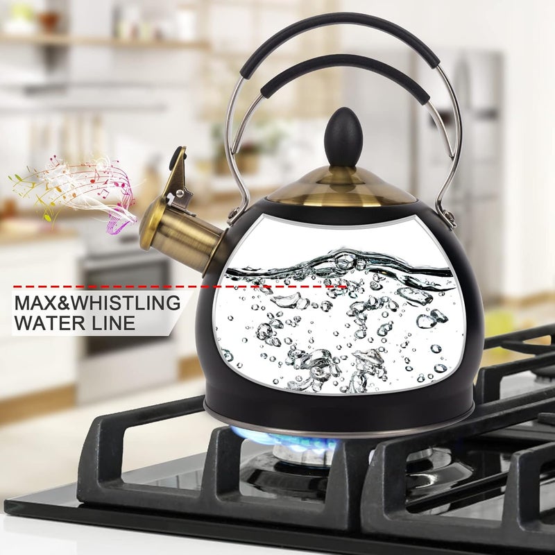 LUXGRACE Whistling Tea Kettle Stainless Steel Teapot, Teakettle for Stovetop Induction Stove Top, Fast Boiling Heat Water Tea Pot 2.6 Quart - Image 3