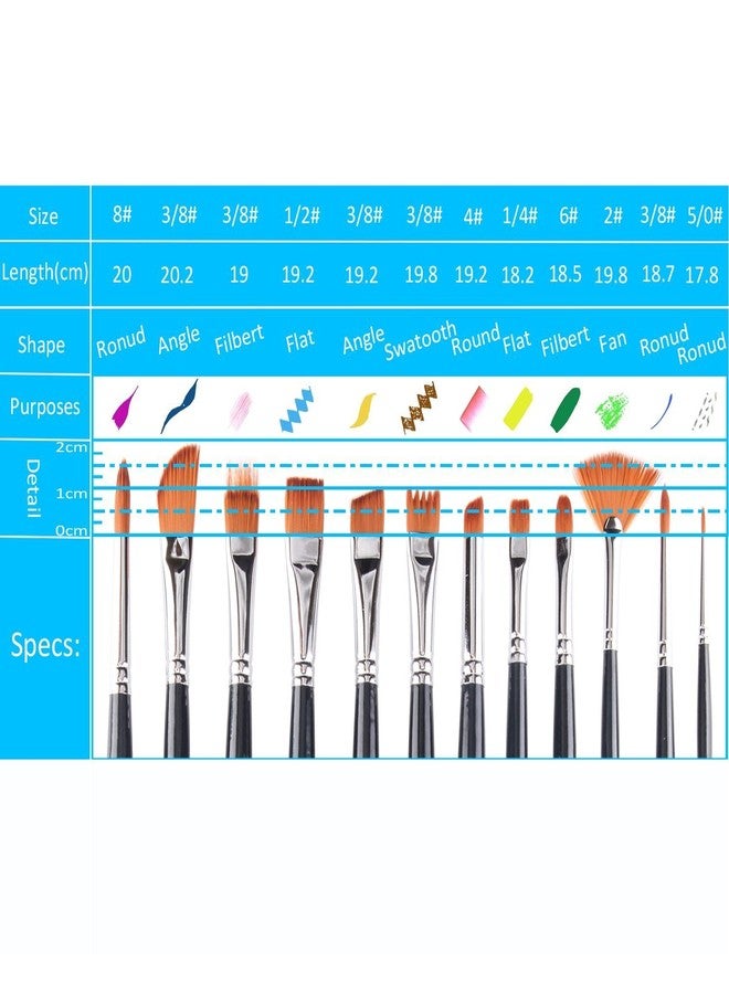 Pindia Set of 12Pc Assorted Size Artist Painting Brush - Image 2