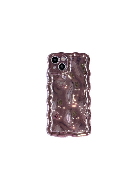 Solid Color Electroplated Water Corrugated IPhone16prax Phone Case Apple 15/14 16e Advanced Sense-Color:xym Wave Meteorite Plating Pink-Applicable Model:16e (without Packaging)