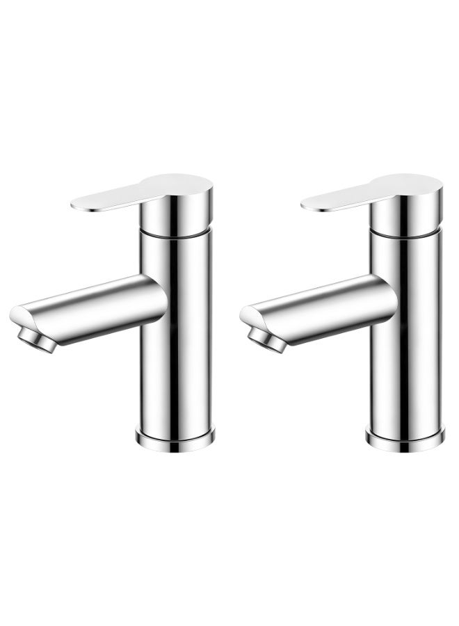 2-Piece Bathroom Basin Mixer 1 Hole Deck Mount Lavatory Vessel Washbasin Faucet Vanity Sink Mixer Tap, 304 Stainless Steel, Rust-Resistant and Easy to Install, Ideal for Homes and Hotels - Image 2