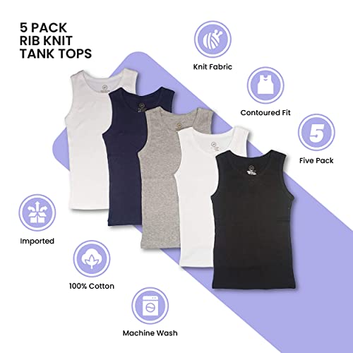 Studio 3 Little/Big Boys 5 Pack Rib Knit Tank Tops (14-16) Multi - Image 2