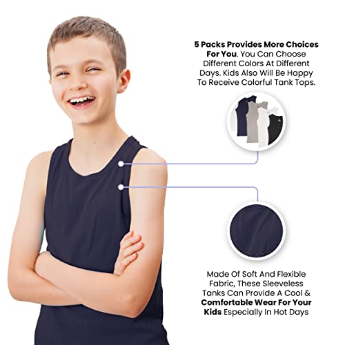 Studio 3 Little/Big Boys 5 Pack Rib Knit Tank Tops (14-16) Multi - Image 4