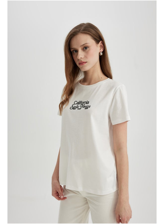 DeFacto - Woman Regular Fit Crew Neck Knitted Short Sleeve T-Shirt - Image 1