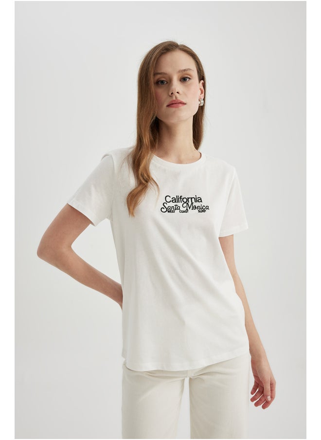 DeFacto - Woman Regular Fit Crew Neck Knitted Short Sleeve T-Shirt - Image 1