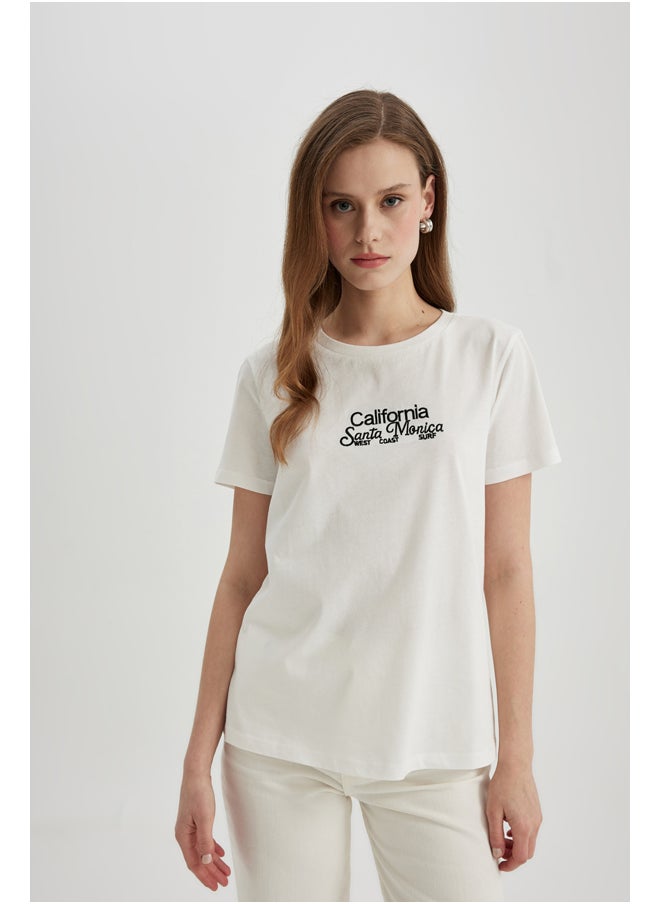 DeFacto - Woman Regular Fit Crew Neck Knitted Short Sleeve T-Shirt - Image 1