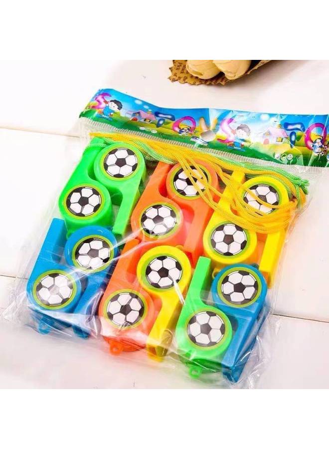 Generic Plastic Whistle Refueling Whistle Blowing Referee Lanyard Competition Games Children's Toys To Survive Baby Wholesale-Color:Football Whistle (mixed Color Hair) 48 Pieces - Image 1