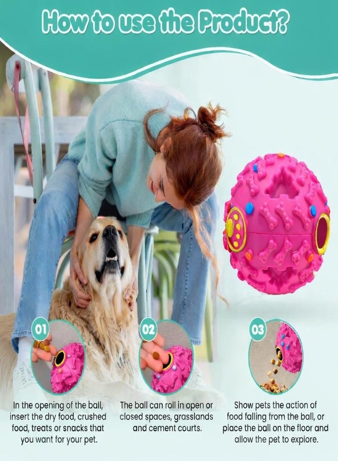 KRYPTO_PETCARE Interactive Dog Toy Ball Squeaky Treat Ball Dispenser | Durable Dog Toy for Playing, Training & Chewing | Training Toys for Dogs and Cats (Pink, Large) - Image 3