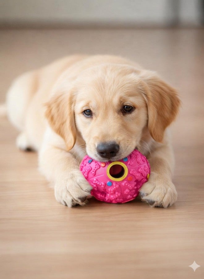 KRYPTO_PETCARE Interactive Dog Toy Ball Squeaky Treat Ball Dispenser | Durable Dog Toy for Playing, Training & Chewing | Training Toys for Dogs and Cats (Pink, Large) - Image 2