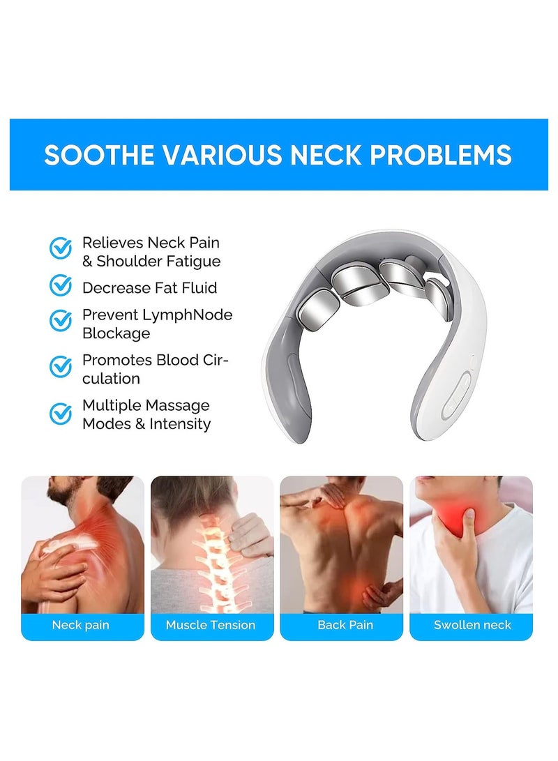 Loquat Neck Massager for Pain Relief Deep Tissue, Electric Lymphatic Drainage Massager with Heat, 6 Modes 9 Levels, Portable Neck Massager Gift for Women Men - Image 3