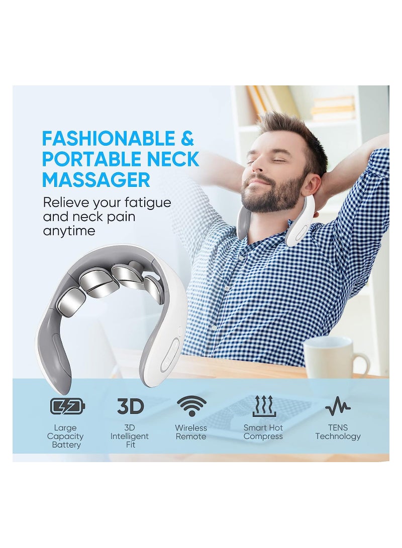 Loquat Neck Massager for Pain Relief Deep Tissue, Electric Lymphatic Drainage Massager with Heat, 6 Modes 9 Levels, Portable Neck Massager Gift for Women Men - Image 4