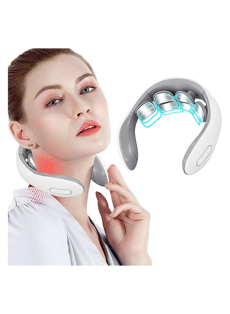 Loquat Neck Massager for Pain Relief Deep Tissue, Electric Lymphatic Drainage Massager with Heat, 6 Modes 9 Levels, Portable Neck Massager Gift for Women Men - Image 1