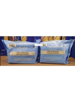 lacura Face Care Make-Up Removing Cleansing Towelettes 7.4 x7.2in 18.8 x 18.3cm 25ct (Two Bags)  - Image 1