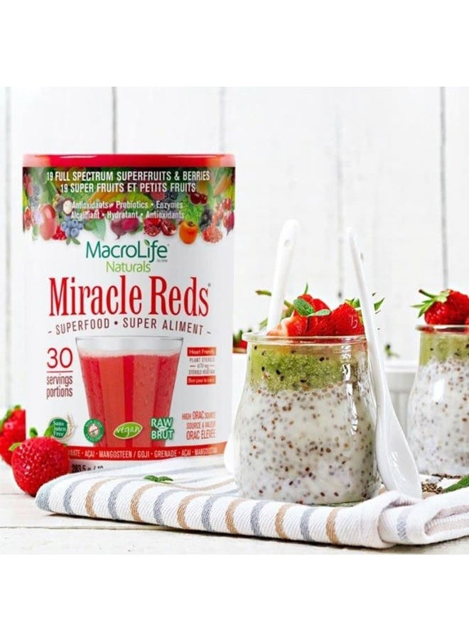 MacroLife Naturals - Miracle Reds Superfood Supplement Powder Antioxidants Polyphenols Enzymes Probiotics - Raw Non-GMO Organic Vegan Gluten & Dairy Free (30 Servings) - Image 1