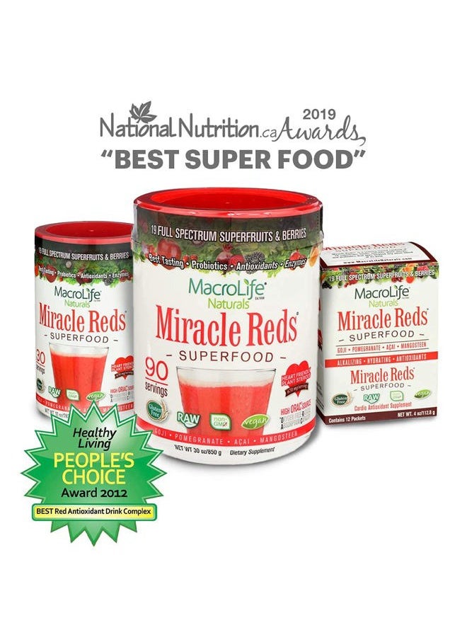 MacroLife Naturals - Miracle Reds Superfood Supplement Powder Antioxidants Polyphenols Enzymes Probiotics - Raw Non-GMO Organic Vegan Gluten & Dairy Free (30 Servings) - Image 1