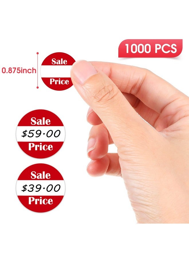 Tenare 1000 Pcs Garage Sale Price Labels Yard Sale Stickers 0.87 Inches Round Red Adhesive Discount Stickers Price Retail Stickers For Retail Store - Image 2
