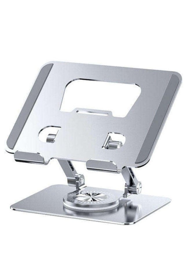 DUSALA - 360° Rotating Tablet Stand – Adjustable Height Foldable Metal Alloy Tablet Holder for Desk Use – Ergonomic Bracket Compatible with iPad, Android Tablets & Smartphones – Sturdy Desktop Stand for Office, Study, or Video Calls – Universal Compatibility - Image 1