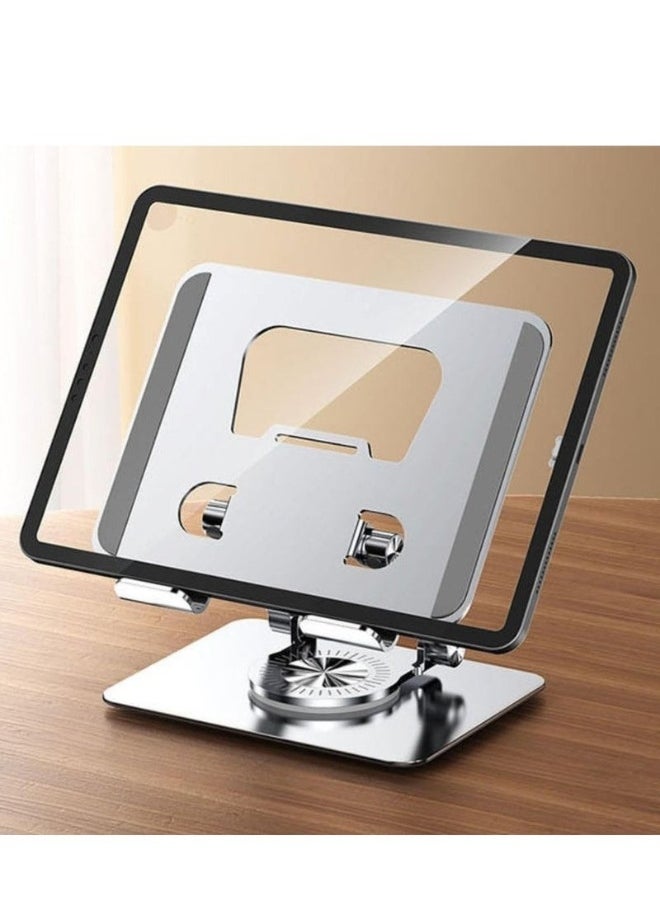 DUSALA - 360° Rotating Tablet Stand – Adjustable Height Foldable Metal Alloy Tablet Holder for Desk Use – Ergonomic Bracket Compatible with iPad, Android Tablets & Smartphones – Sturdy Desktop Stand for Office, Study, or Video Calls – Universal Compatibility - Image 1