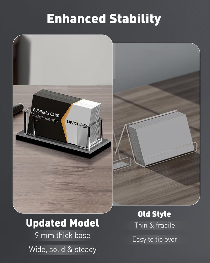 Uniclife Acrylic Business Card Holder for Desk 1 Slot Clear Horizontal Business Card Stand for Men & Women Desktop Name Card Display Stand Card Organizer for Office Home Exhibition, 60 Card Capacity - Image 4