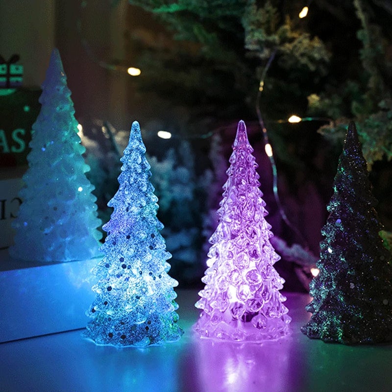 comfrt Christmas Tree Colorful LED Acrylic Night Light Christmas Decoration, Crystal Tree Night Lights Personalized Christmastree Lamp Multicolored Light Up Glitter Tabletop Figurine - Image 4