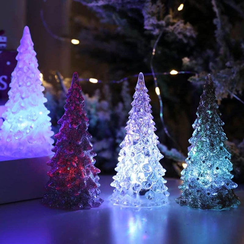comfrt Christmas Tree Colorful LED Acrylic Night Light Christmas Decoration, Crystal Tree Night Lights Personalized Christmastree Lamp Multicolored Light Up Glitter Tabletop Figurine - Image 3