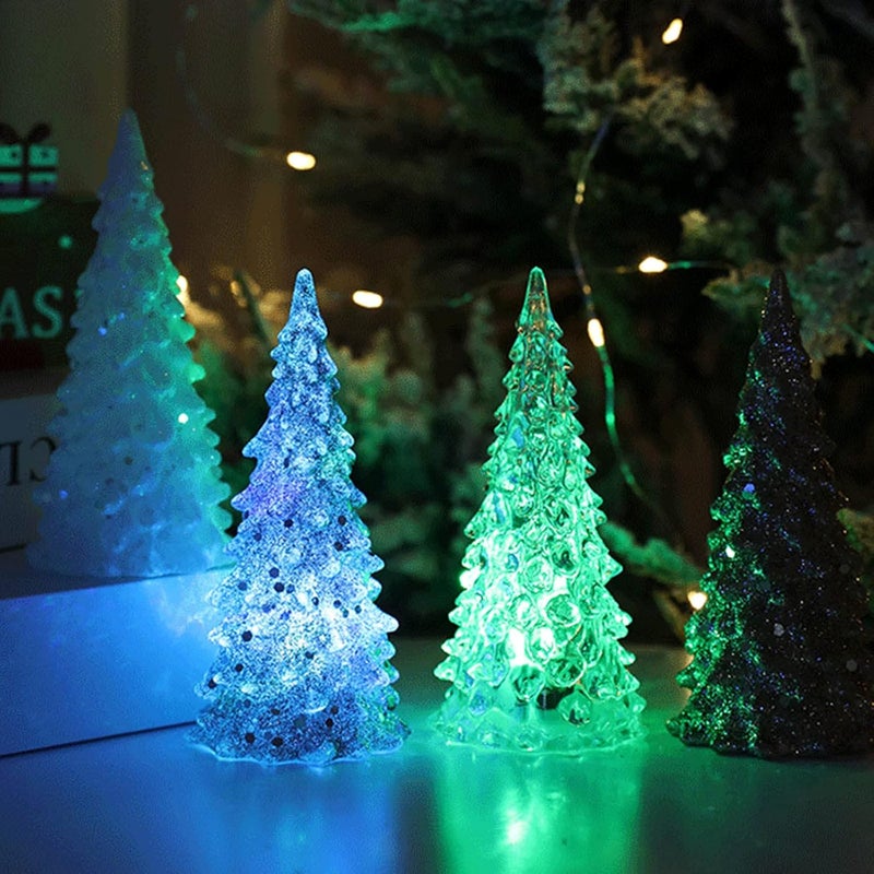 comfrt Christmas Tree Colorful LED Acrylic Night Light Christmas Decoration, Crystal Tree Night Lights Personalized Christmastree Lamp Multicolored Light Up Glitter Tabletop Figurine - Image 5