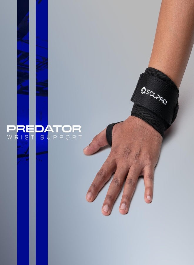 Solpro Predator Weight Lifting Wrist Support | Advanced Wrist Support for Powerlifting & Strength Training (Black/Blue) - Image 2