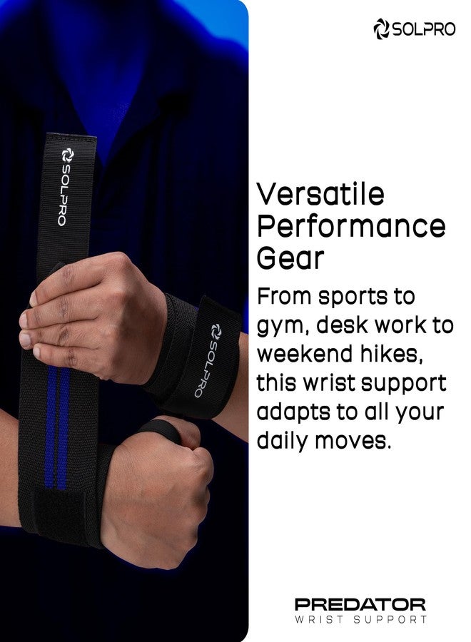 Solpro Predator Weight Lifting Wrist Support | Advanced Wrist Support for Powerlifting & Strength Training (Black/Blue) - Image 3