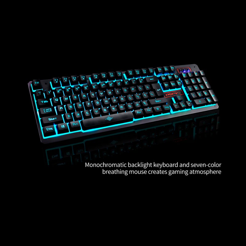 Dsfy USB Wired Keyboard Headset Black Monochrome Backlight - Two-Color Injection Molding Suspension Key Cap Design Waterproof Gaming Headset with Noise Reduction Microphone for PC Setup - Image 3