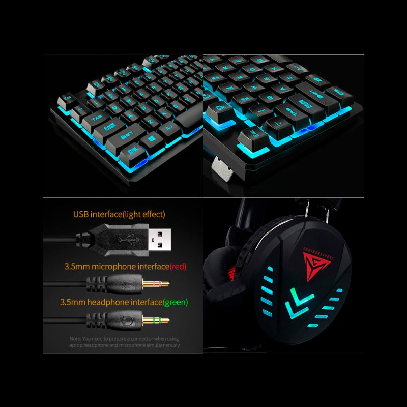 Dsfy USB Wired Keyboard Headset Black Monochrome Backlight - Two-Color Injection Molding Suspension Key Cap Design Waterproof Gaming Headset with Noise Reduction Microphone for PC Setup - Image 5