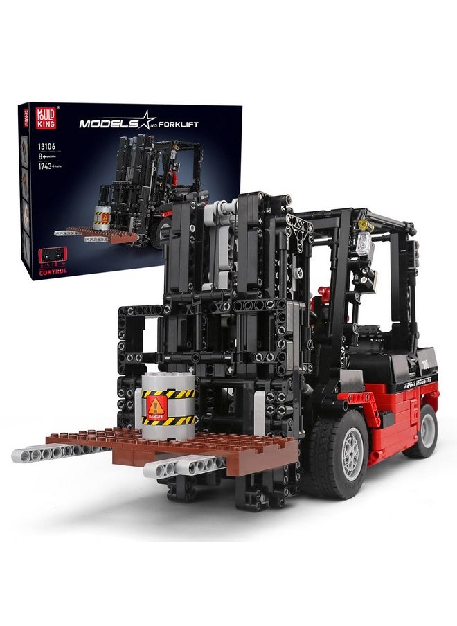mould king 13106 Forklift Truck Building Block Kit, Moc Remote Control Heavy-Duty Shelf Lifted Truck Model Toy, Gift Toys For Kids Age 8+/ Adult (1,719 Pieces)  - Image 1