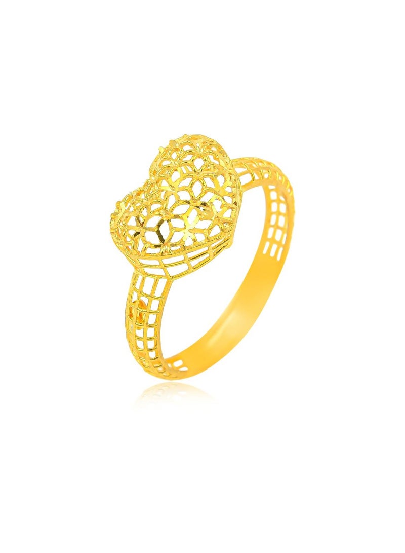 Jasma Jewellers Heart Design Ring in 22kt Yellow Gold | Turkish Gold Ring 