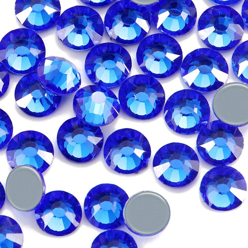 Dowarm Hotfix Crystal Rhinestones Hot Fix Crystals for Crafts Clothes Flatback Glass Crystal for Decoration Round Gems SapphireBlue SS30 288PCS