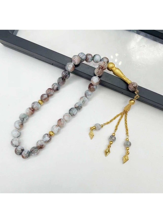 NIBEMINENT 33 Muslim Prayer Beads Grayish Brown/10mm 