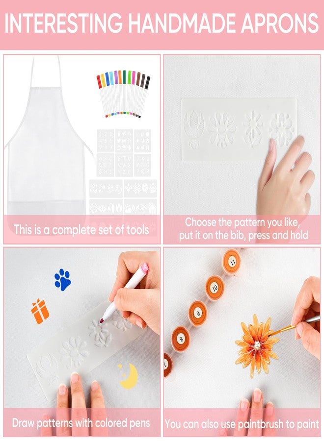 Morcheiong 36Pcs DIY Kid Aprons Set, Kids Painting Aprons with Colored Pen and Crafts Template for Handmade Craftsmanship Art Painting - Image 5