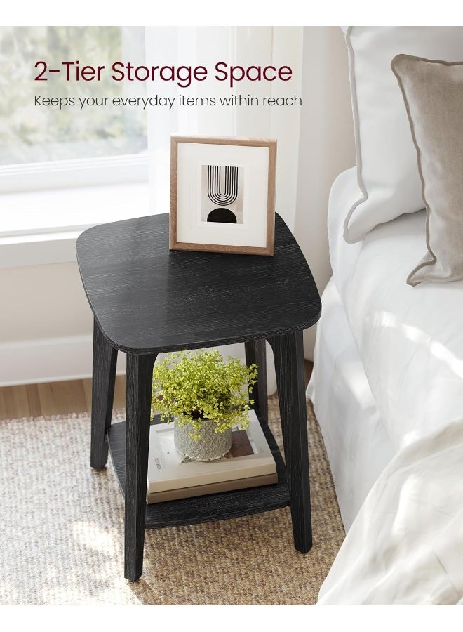 فاساجيل طاولة جانبية من VASAGLE – طاولة صغيرة مربعة مع رف سفلي، منضدة جانبية لغرفة النوم وغرفة المعيشة، رمادي فحمي، 40 × 40 × 54 سم - Image 4