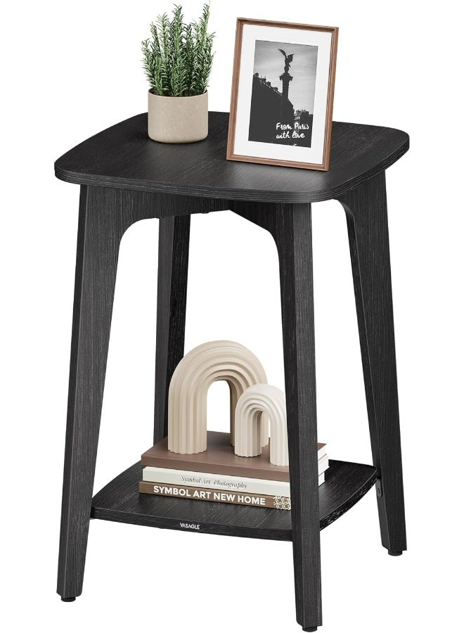 فاساجيل طاولة جانبية من VASAGLE – طاولة صغيرة مربعة مع رف سفلي، منضدة جانبية لغرفة النوم وغرفة المعيشة، رمادي فحمي، 40 × 40 × 54 سم - Image 2