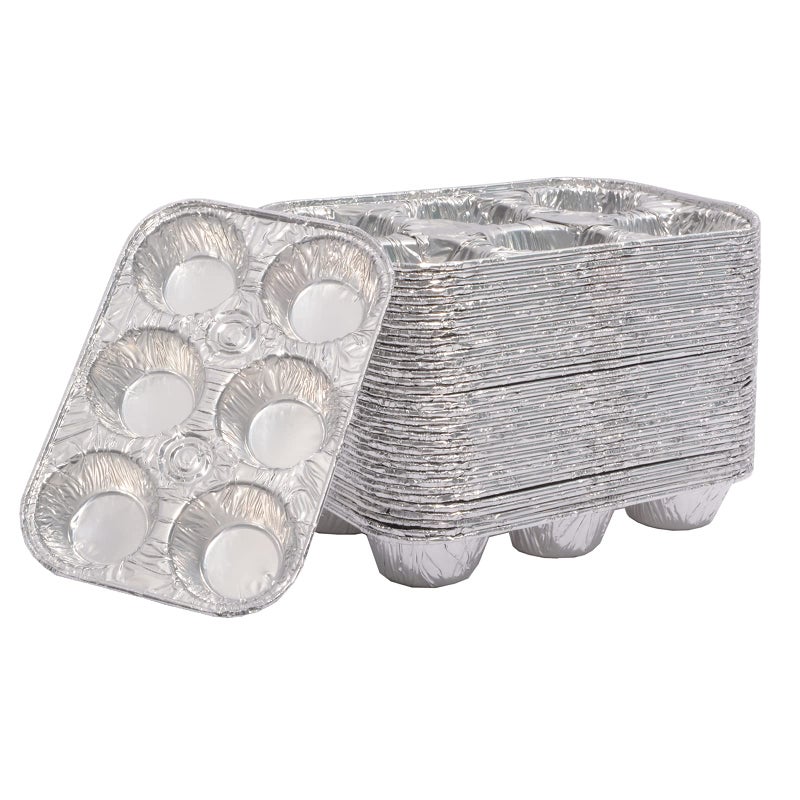 Waytiffer Muffin Pan 6Cup Cupcake Aluminum Pans Favorite Muffin Tin Size for Baking Cupcakes  Standard Size 6cup20Pack