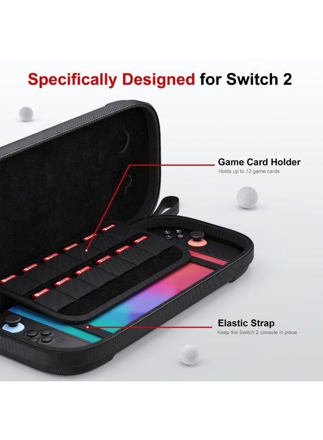 ألعاب ستارترك حقيبة حمل لوحدة تحكم نينتندو سويتش 2 2025، حقيبة حمل لوحدة تحكم سويتش 2 2025، حقيبة صلبة للسفر مع 12 فتحة لبطاقات الألعاب وواقي شاشة واحد، حقيبة حماية لوحدة تحكم سويتش 2 وملحقات الألعاب - Image 3