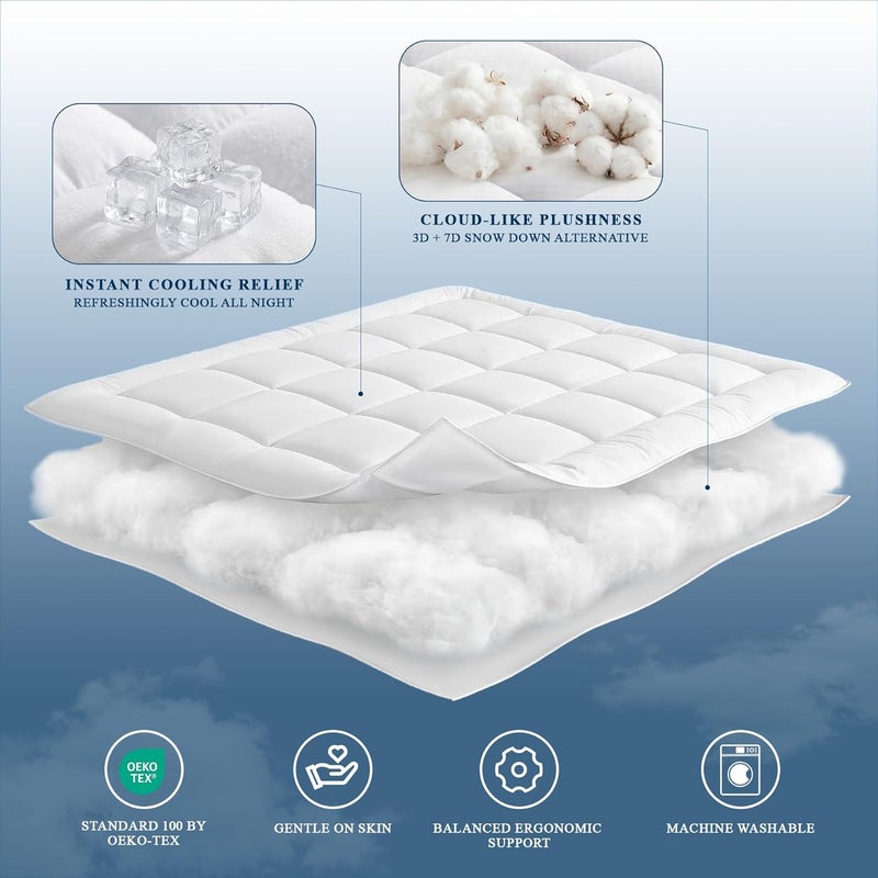 SunNewt King Size Mattress Topper,Thick Plush Pillow Top Mattress Pad Cover,Soft Fitted Bed Topper with 18 Inch Deep Pocket,Overfilled Down Alternative Fillings - Image 2