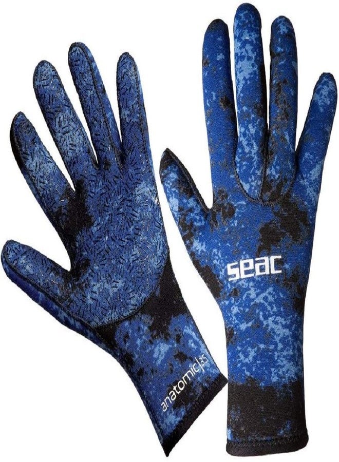 قفازات SEAC Anatomic Camo، قفازات غوص من النيوبرين 3.5 مم لصيد الأسماك تحت الماء بتقنية حبس النفس بلون مموه، أزرق مموه، متوسط (0160030067055A)