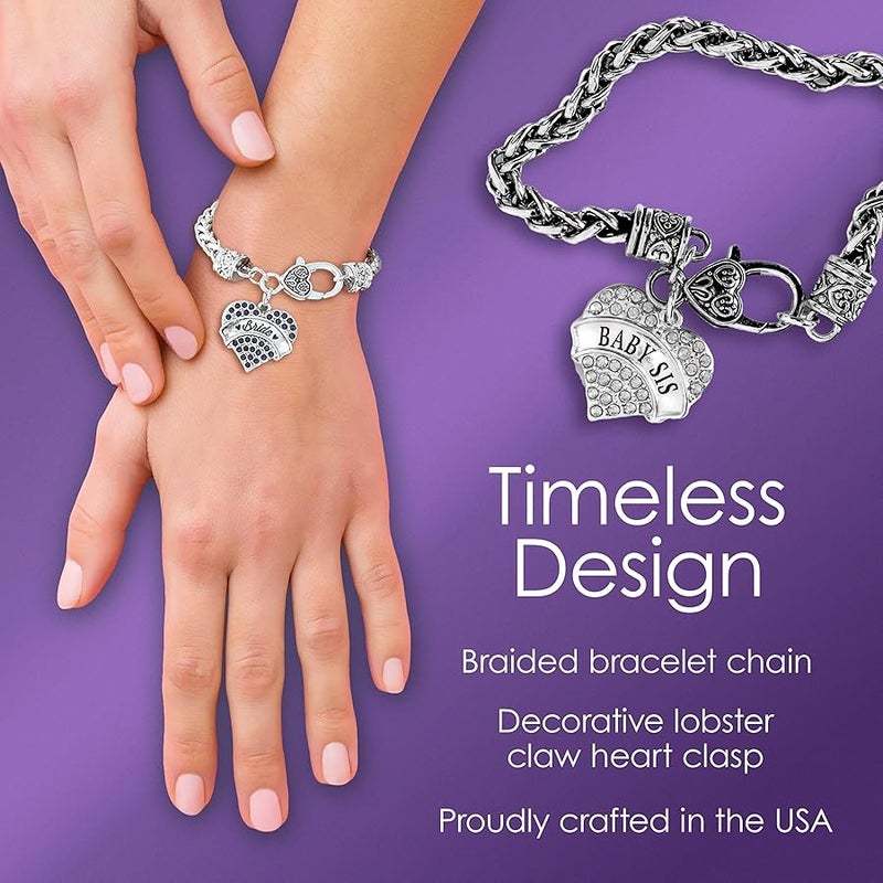 Inspired Silver - Silver Pave Heart Charm Bracelet with Cubic Zirconia Jewelry - Image 4