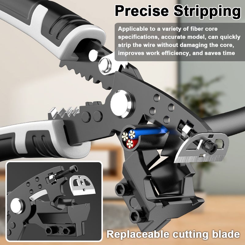 28in1 Multifunctional Wire Stripper Professional Wire Stripping Tool Portable Electric Cable Cutter Electrician Crimping Pliers with Metal Locking Buckle for Home Appliance Maintenance - Image 4
