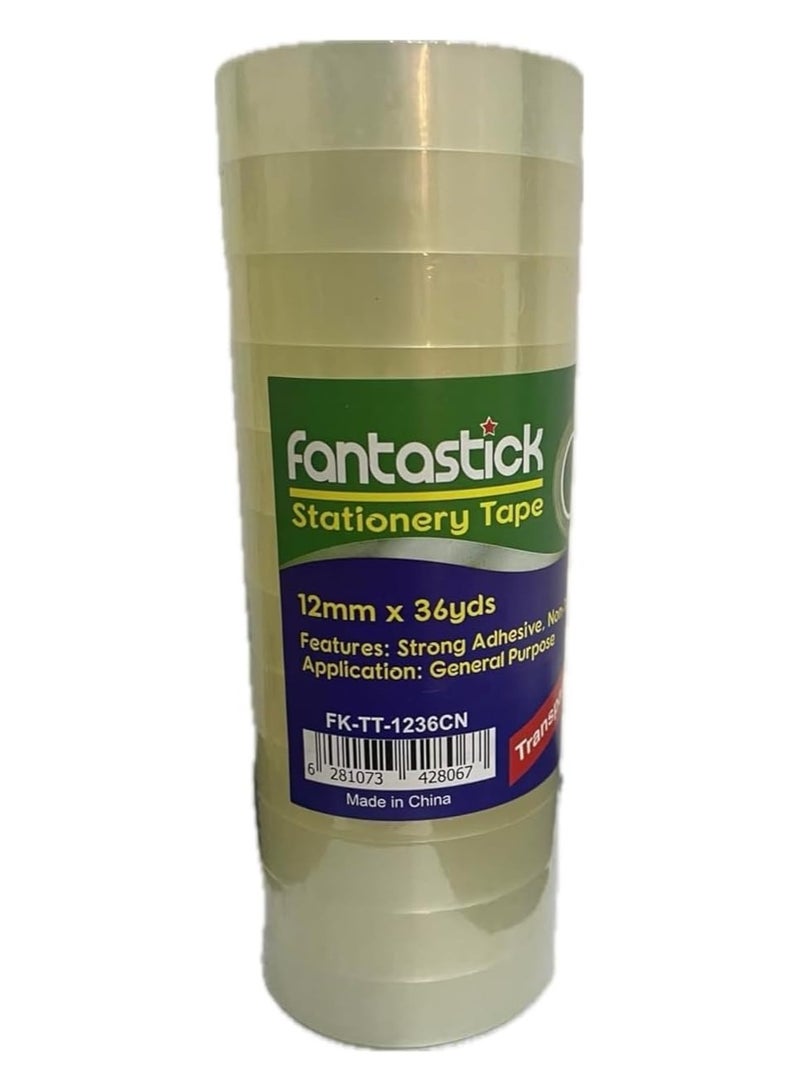 Fantastick Clear Tape 1/2" x 36yards, 40mic - 12 Pieces - Image 1