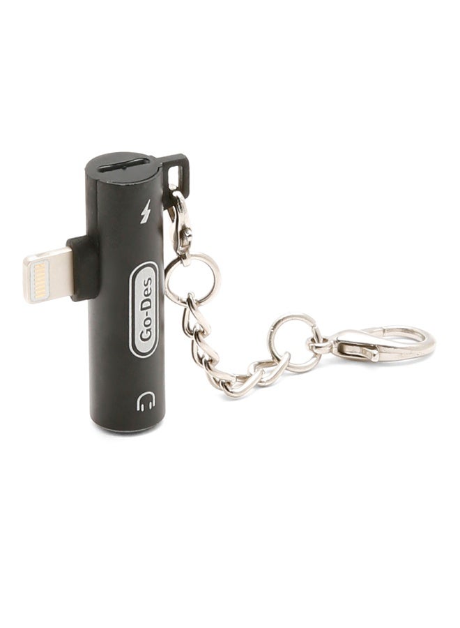 GO-DES 2-In-1 Charging Adapter With AUX Headphone Jack Black - Image 2